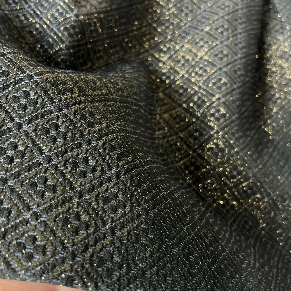 Ann Taylor LOFT Black Metallic Gold Jacquard A-Line Skirt Pockets - Picture 3 of 6